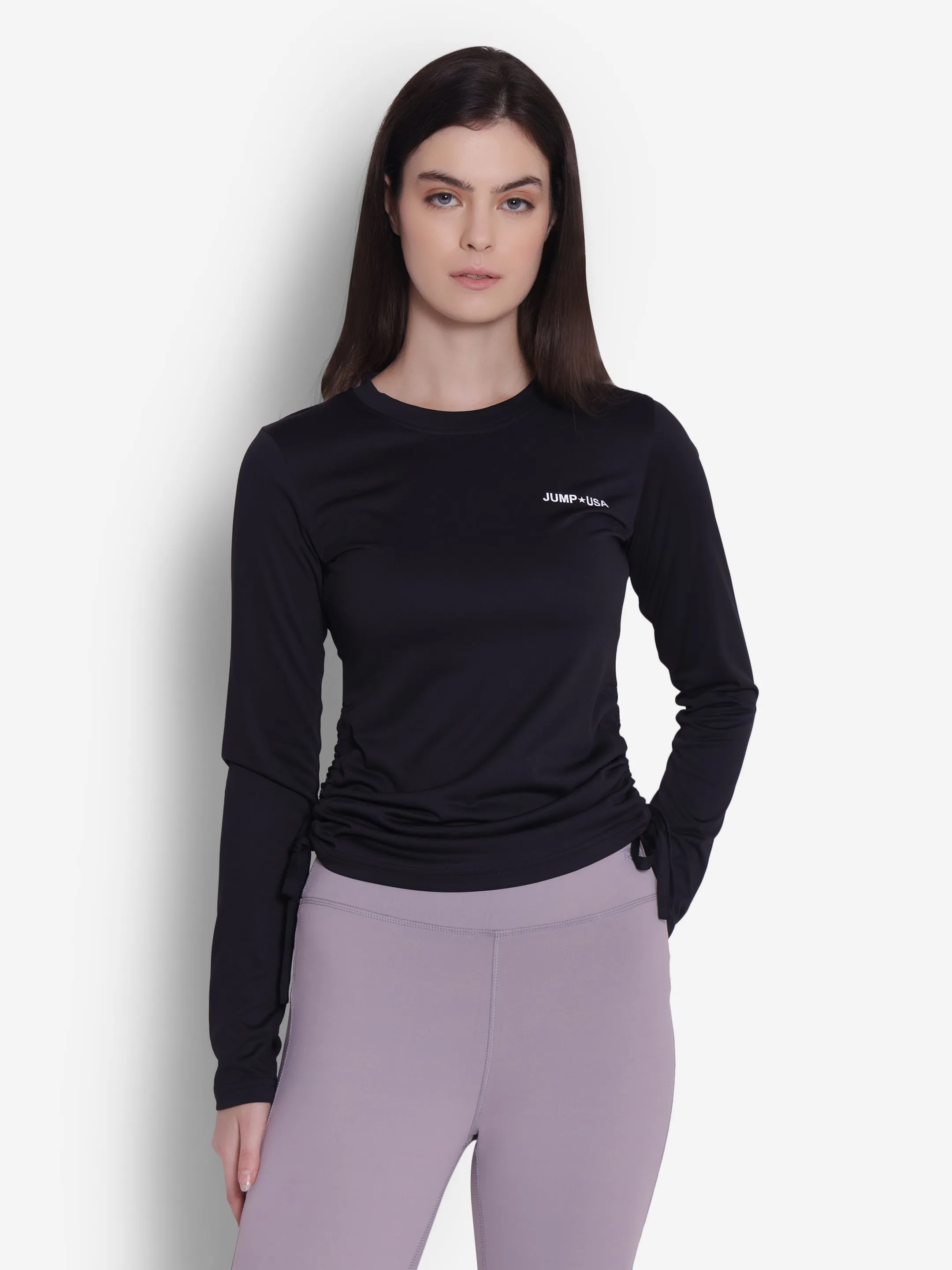 JUMP USA Women Solid Long Sleeve Round Neck T-shirt