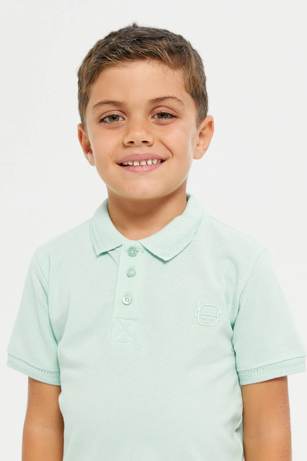 Junior Boys Blue Basic Tipping Polo T-Shirt