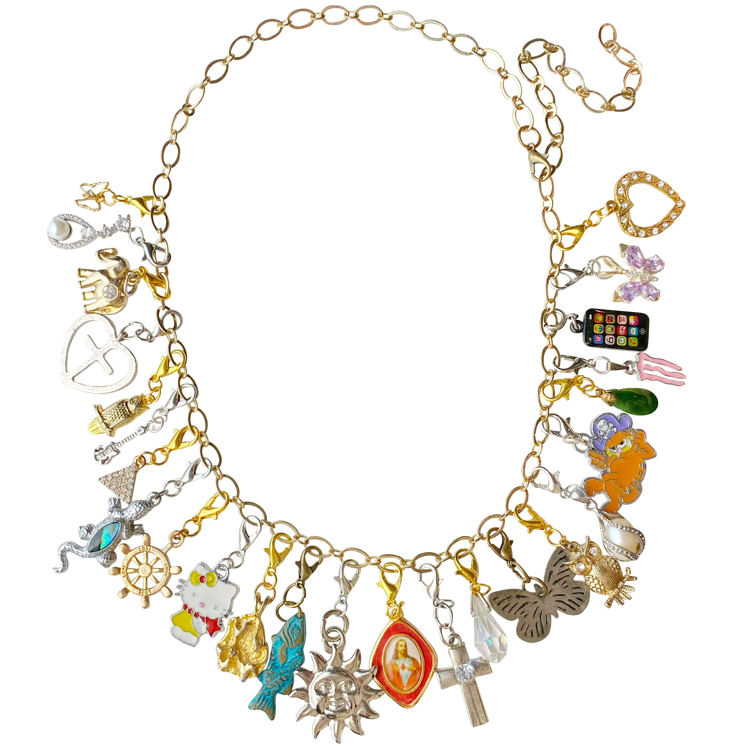 Junk Punk Vintage Remix Charm Necklace