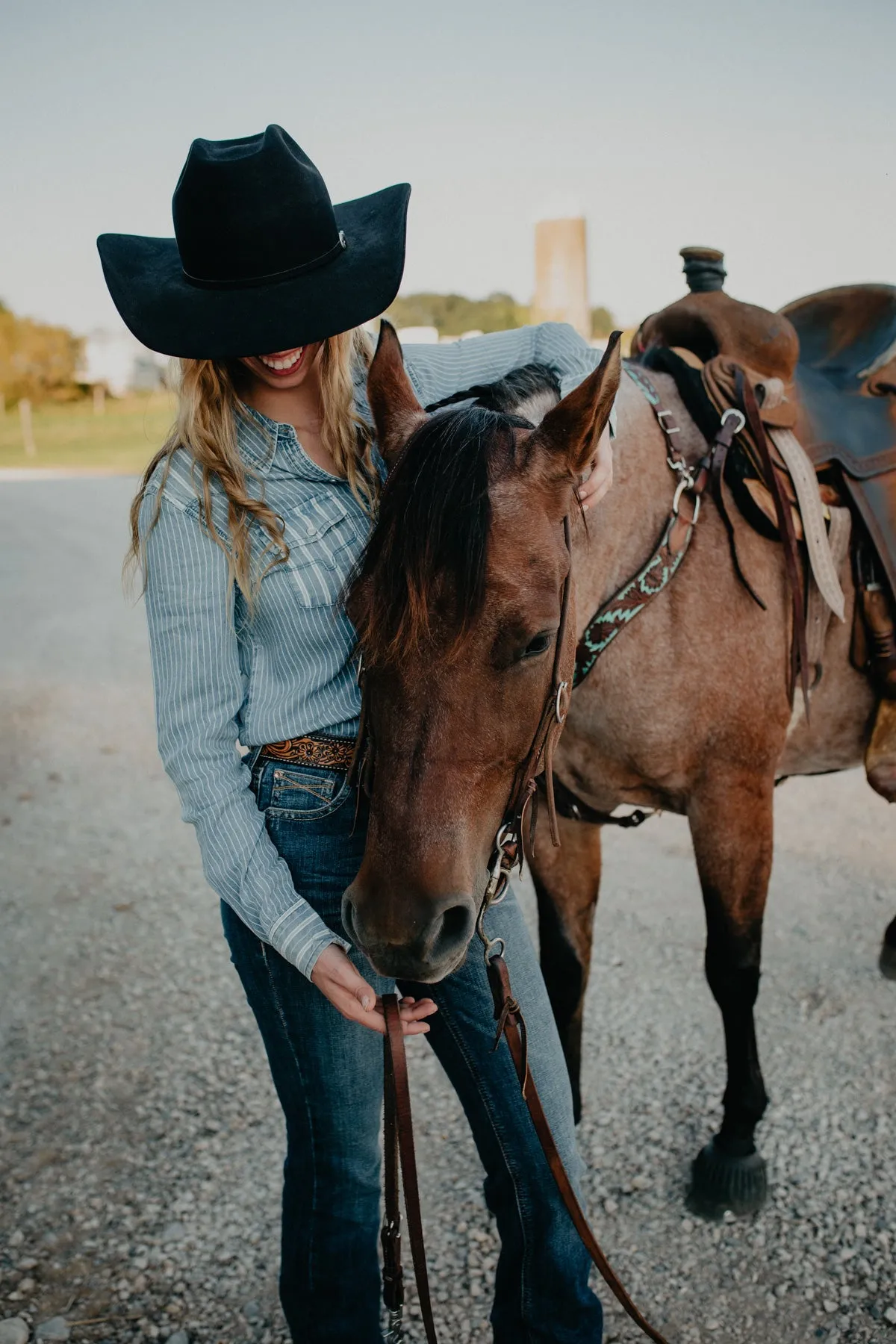 'KC Tencel Stripe' Women's Pearl Snap Shirt by Kimes Ranch (L only)