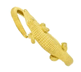 Kieselstein-Cord Diamond 18 Karat Yellow Gold Alligator Bypass Vintage Animal Cuff Bracelet