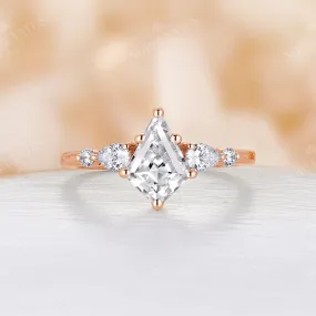 Kite Shape Moissanite Vintage Rose Gold Engagement Ring