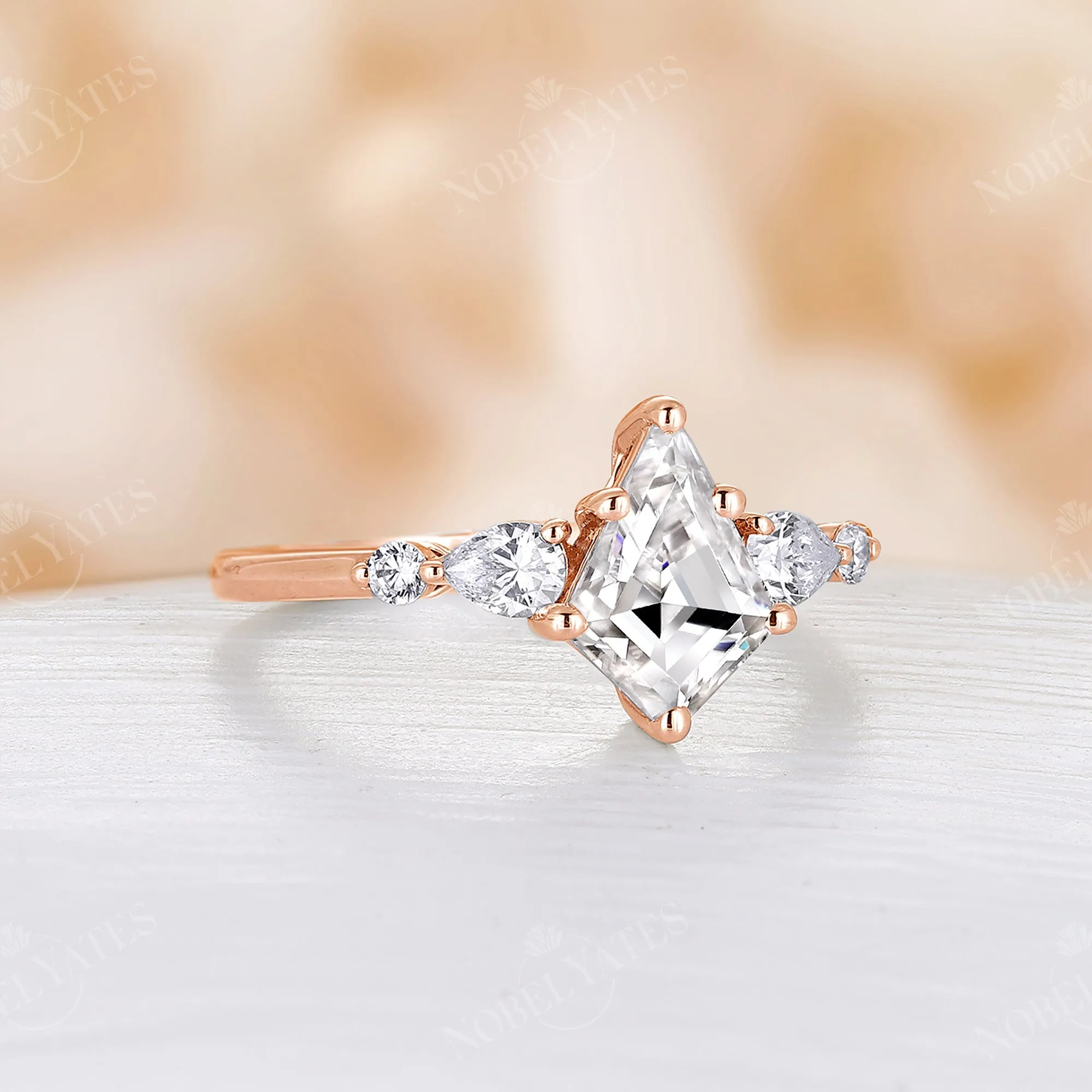 Kite Shape Moissanite Vintage Rose Gold Engagement Ring