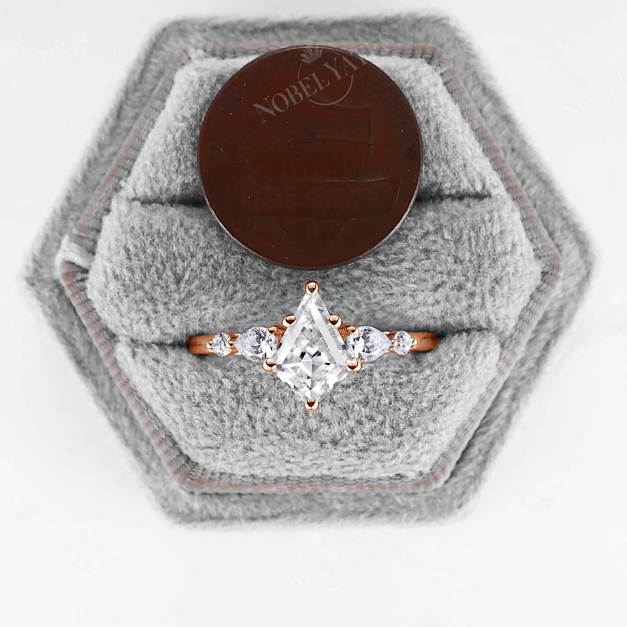 Kite Shape Moissanite Vintage Rose Gold Engagement Ring