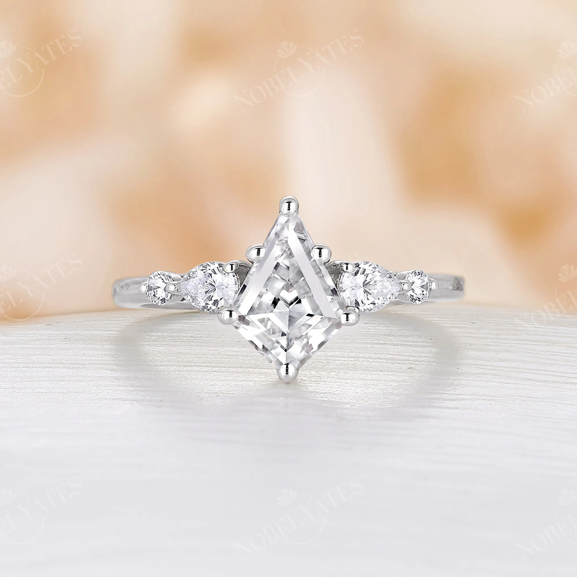 Kite Shape Moissanite Vintage Rose Gold Engagement Ring