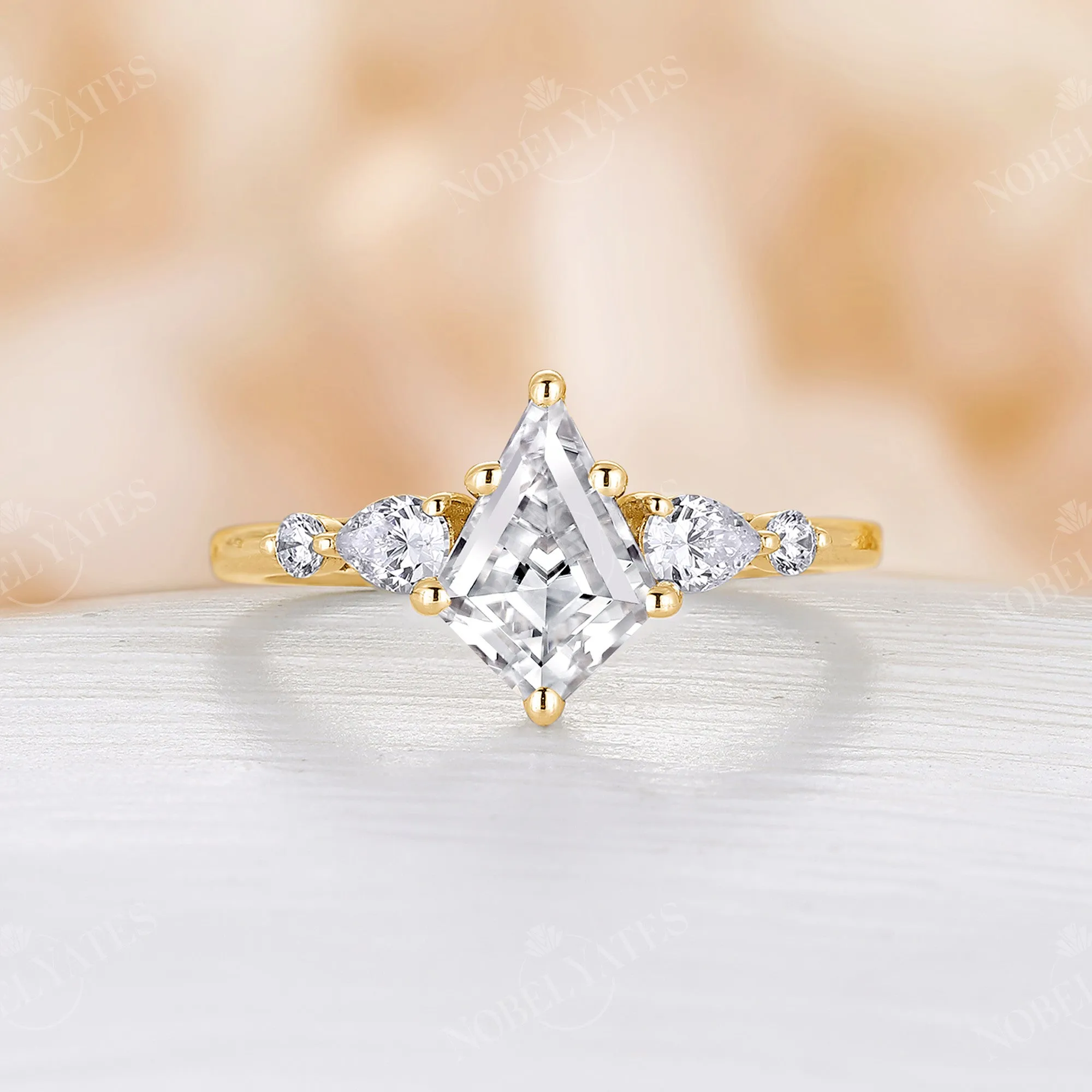 Kite Shape Moissanite Vintage Rose Gold Engagement Ring