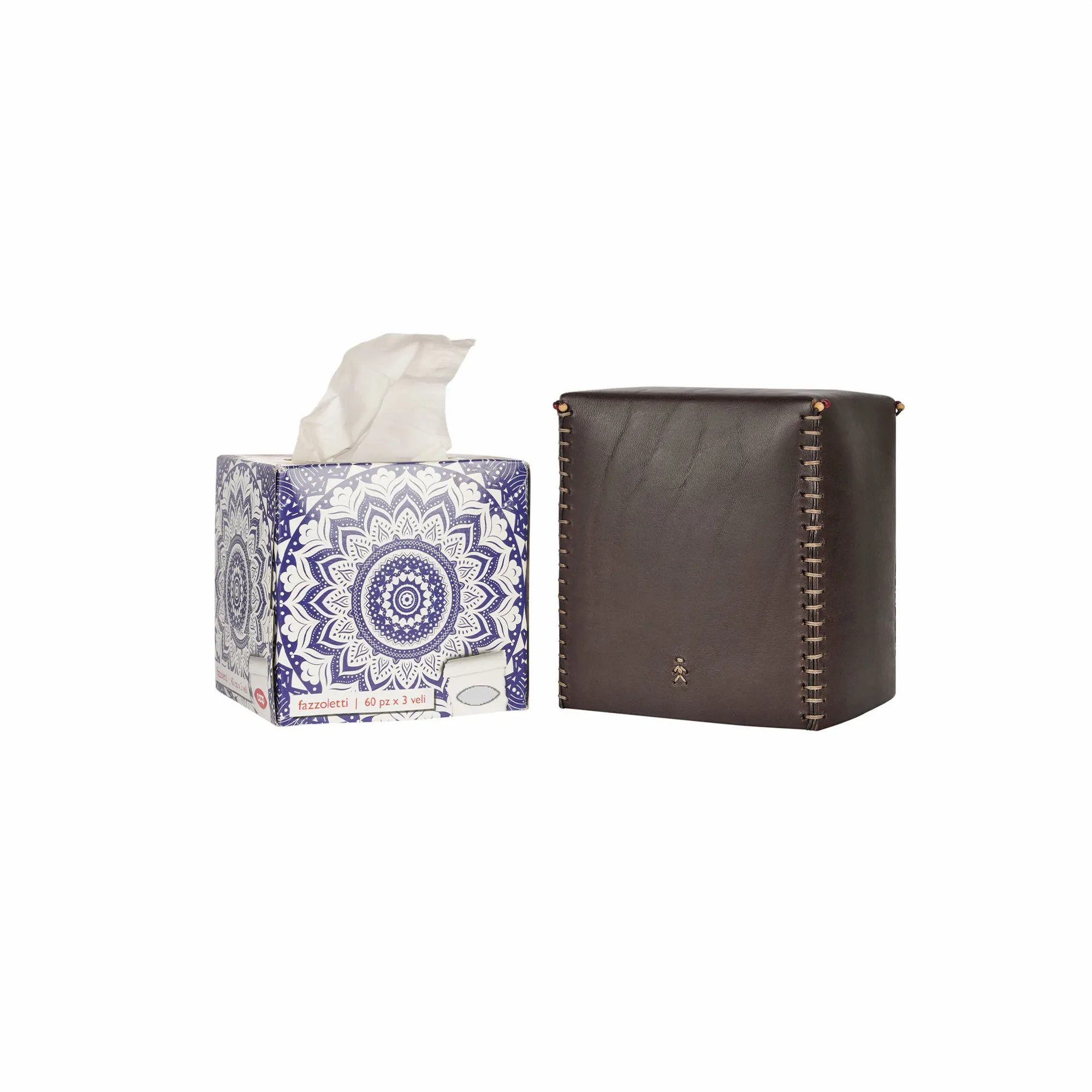 Kleenex Box Square Cuoio Dark Brown