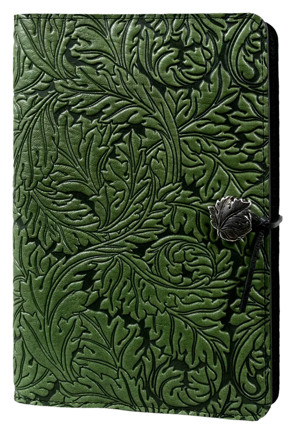 Large Leather Journal -  Acanthus Leaf in Fern