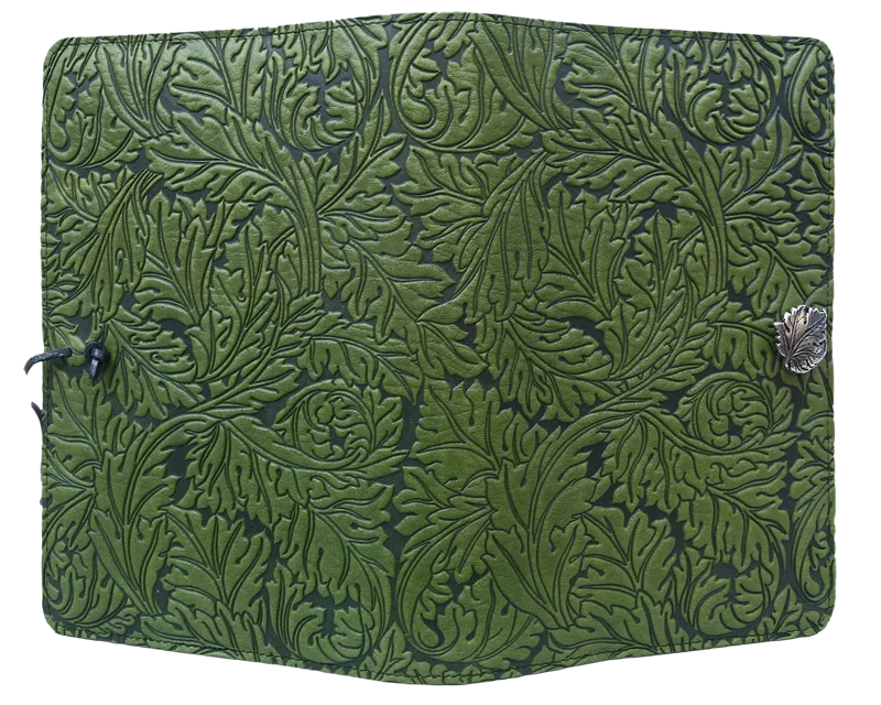 Large Leather Journal -  Acanthus Leaf in Fern