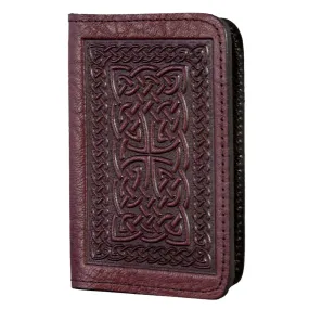 Leather Card Holder - Celtic Braid in Wine