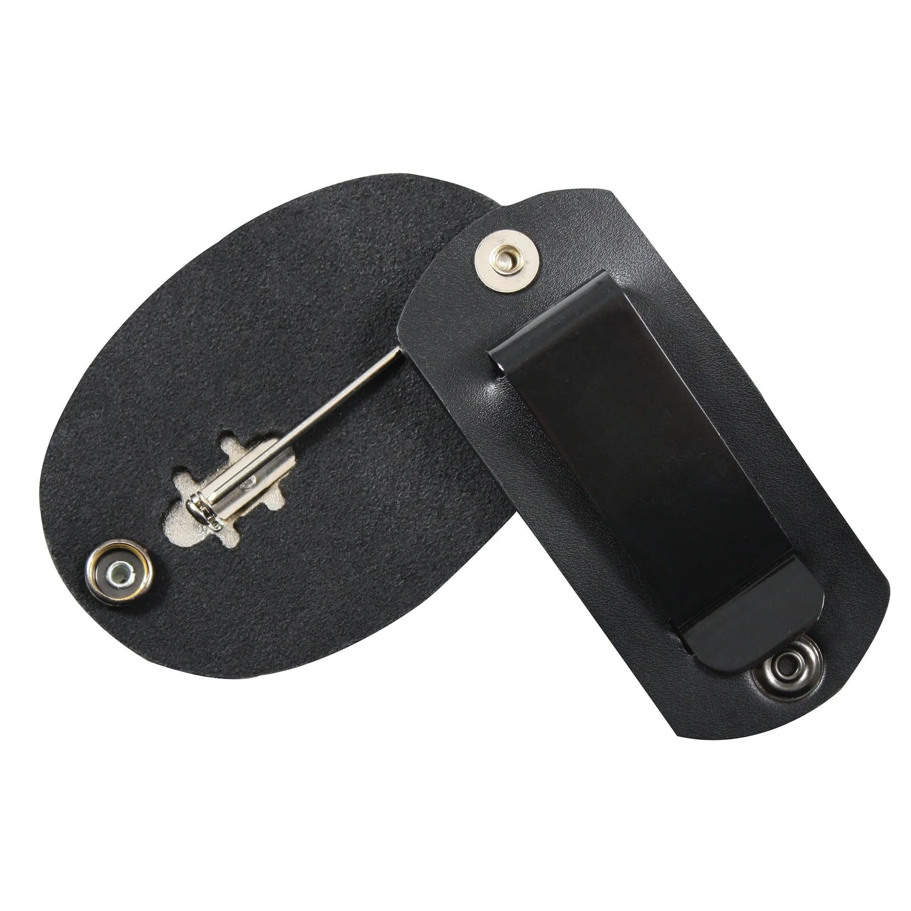 Leather Clip-On Badge Holder with Swivel Snap