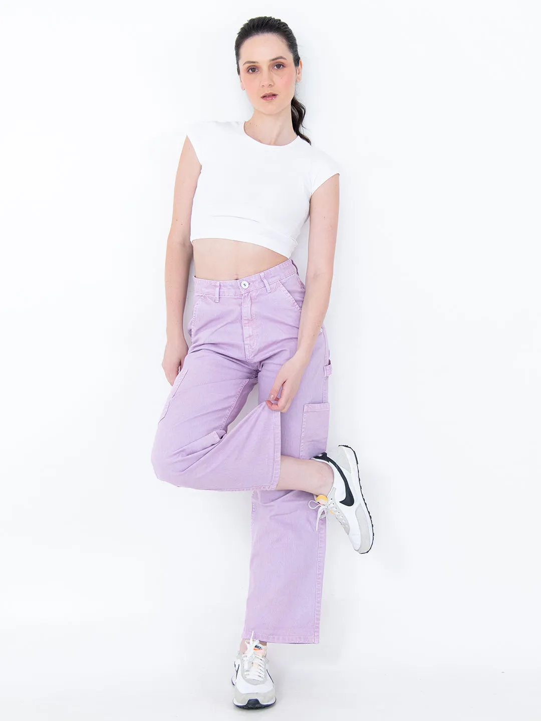 Lilac Cargo Jeans For Women