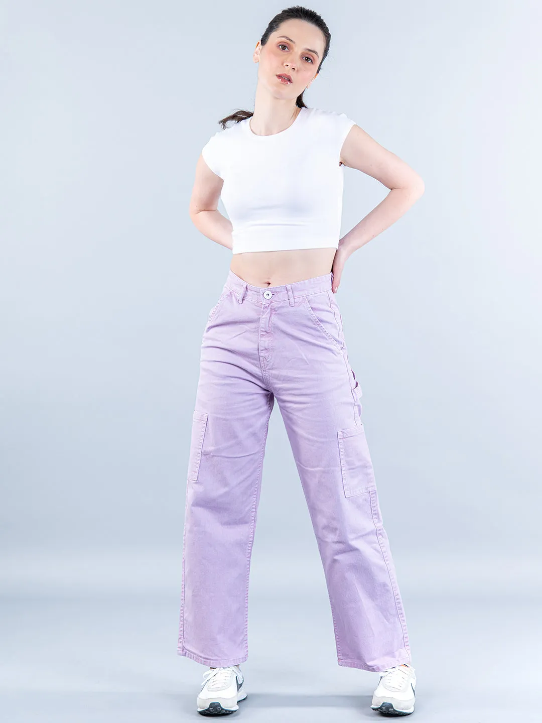 Lilac Cargo Jeans For Women