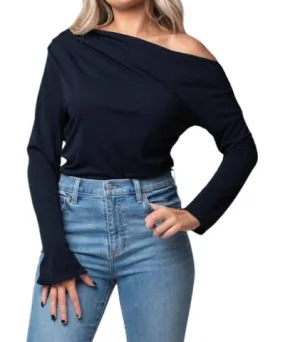 Line & Dot Riley Long Sleeve Top In Dark Navy