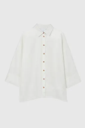 LINEN OVERSIZED SHIRT | WHITE