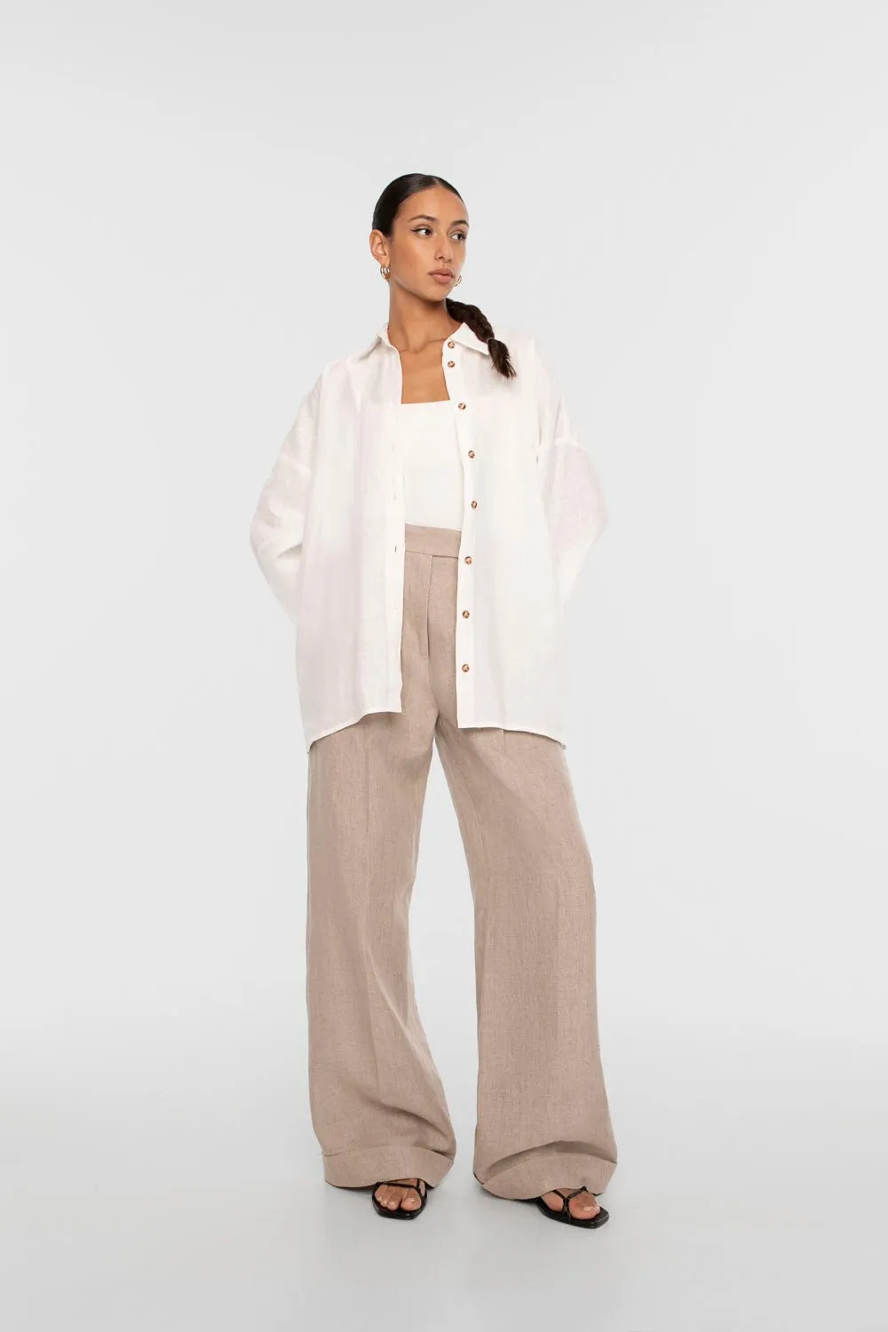 LINEN OVERSIZED SHIRT | WHITE