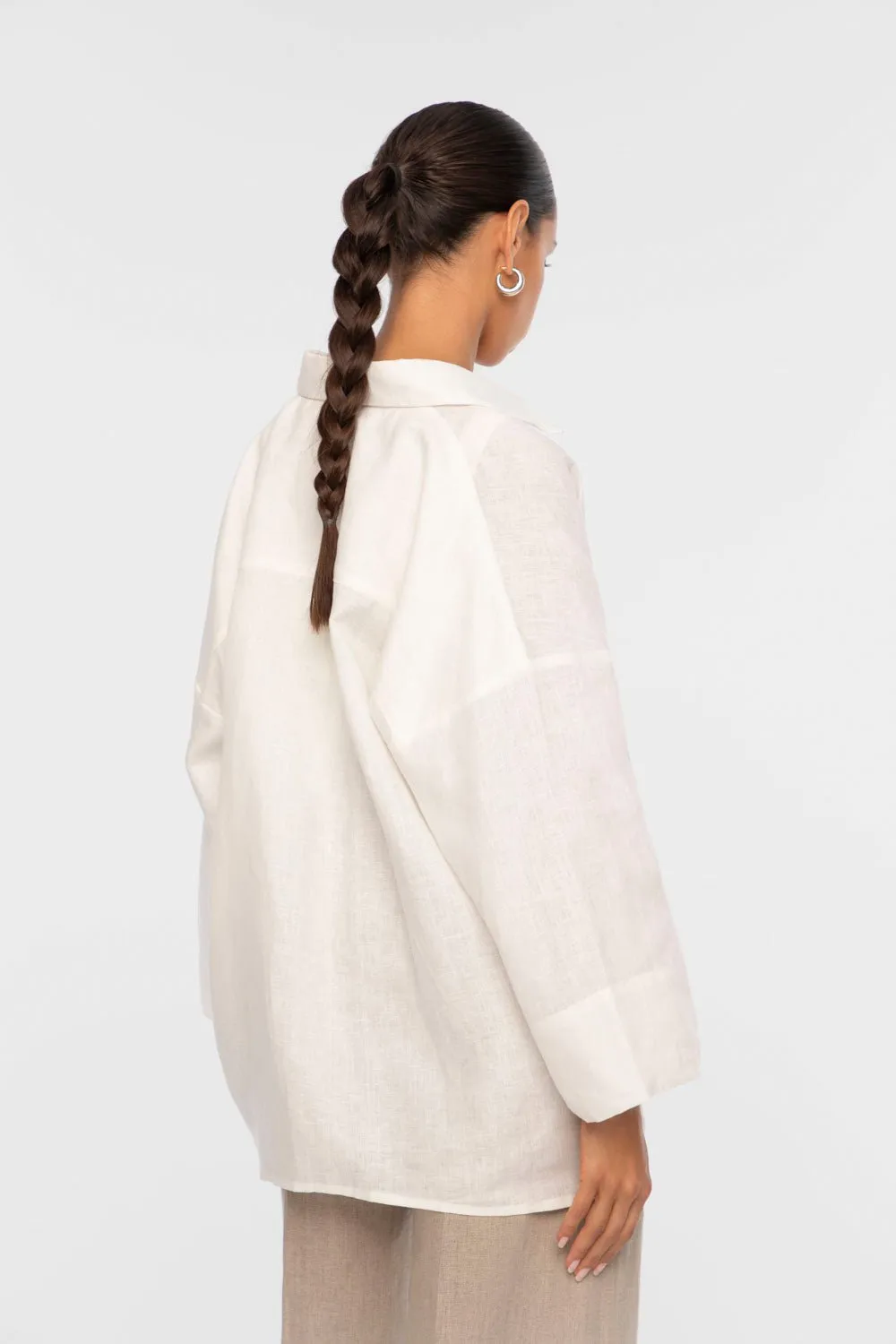 LINEN OVERSIZED SHIRT | WHITE