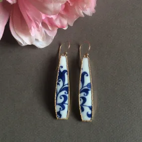 Long porcelain hook earrings