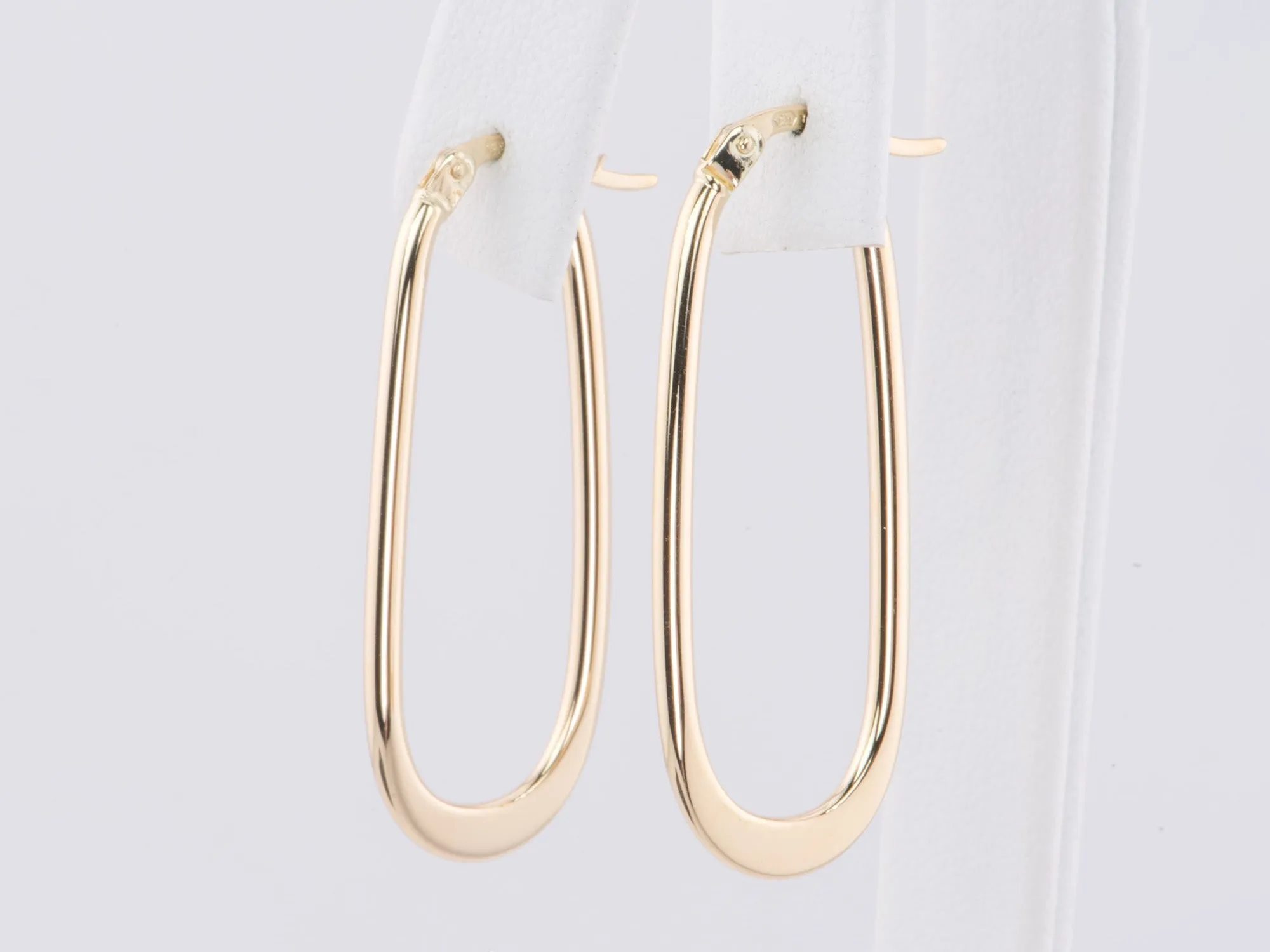 Long Rectangle Hoop Earrings 14K Gold R3170