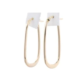 Long Rectangle Hoop Earrings 14K Gold R3170