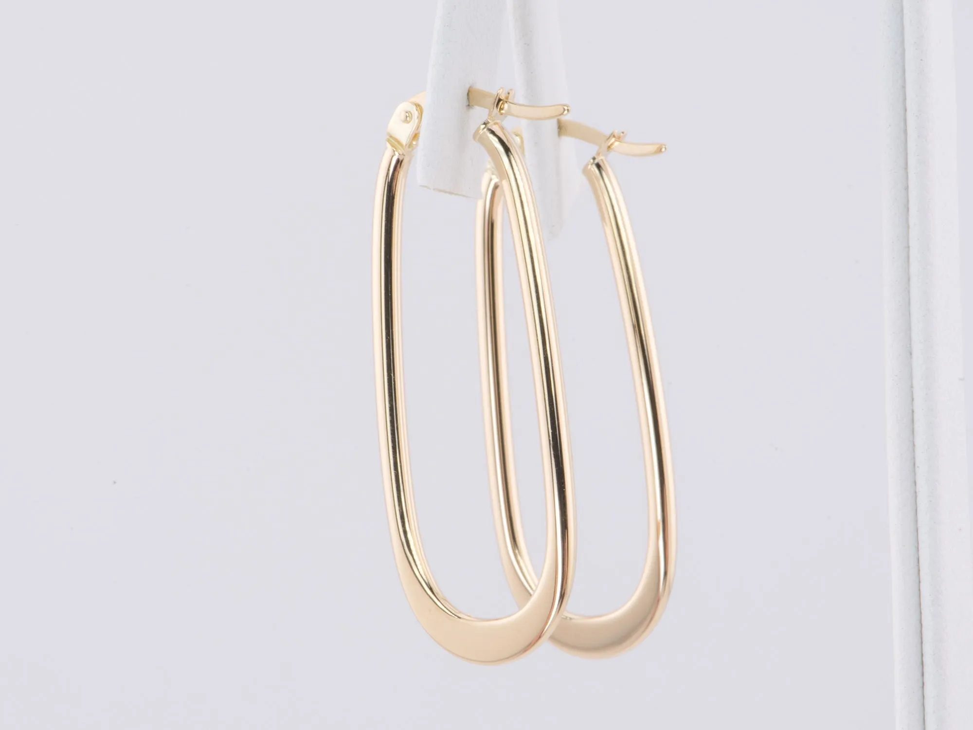 Long Rectangle Hoop Earrings 14K Gold R3170