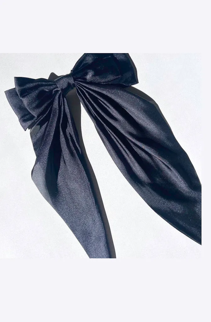 LONG SATIN HAIR BOW