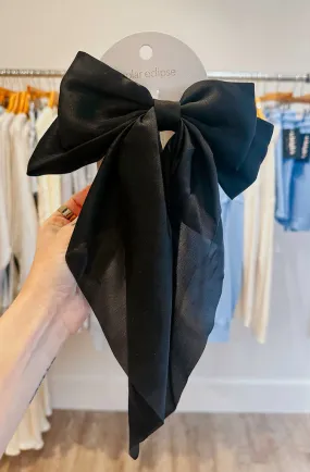 LONG SATIN HAIR BOW