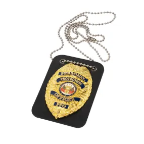 Low Profile Leather Badge Holder with Chain