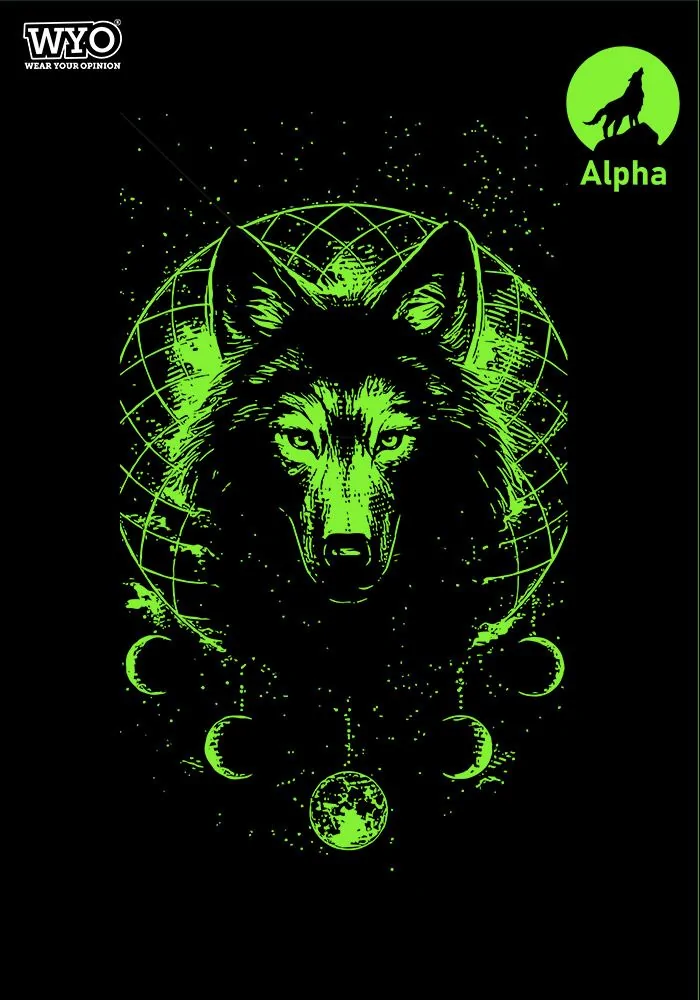 Lunar Phase Wolf Glow In Dark Oversized T-Shirt