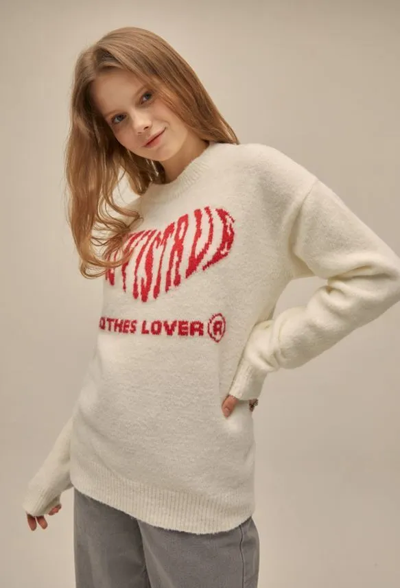 LUV IS TRUE  |Street Style Long Sleeves Oversized Logo V-neck & Crew neck