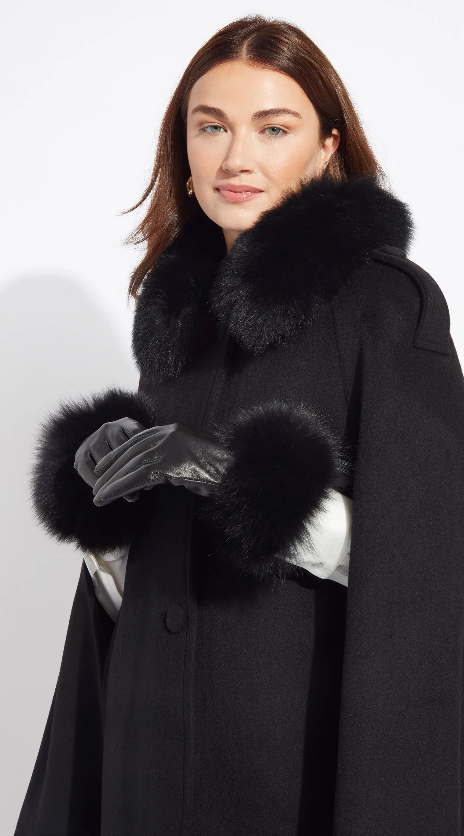 Luxy Leather & Fur Gloves - Black