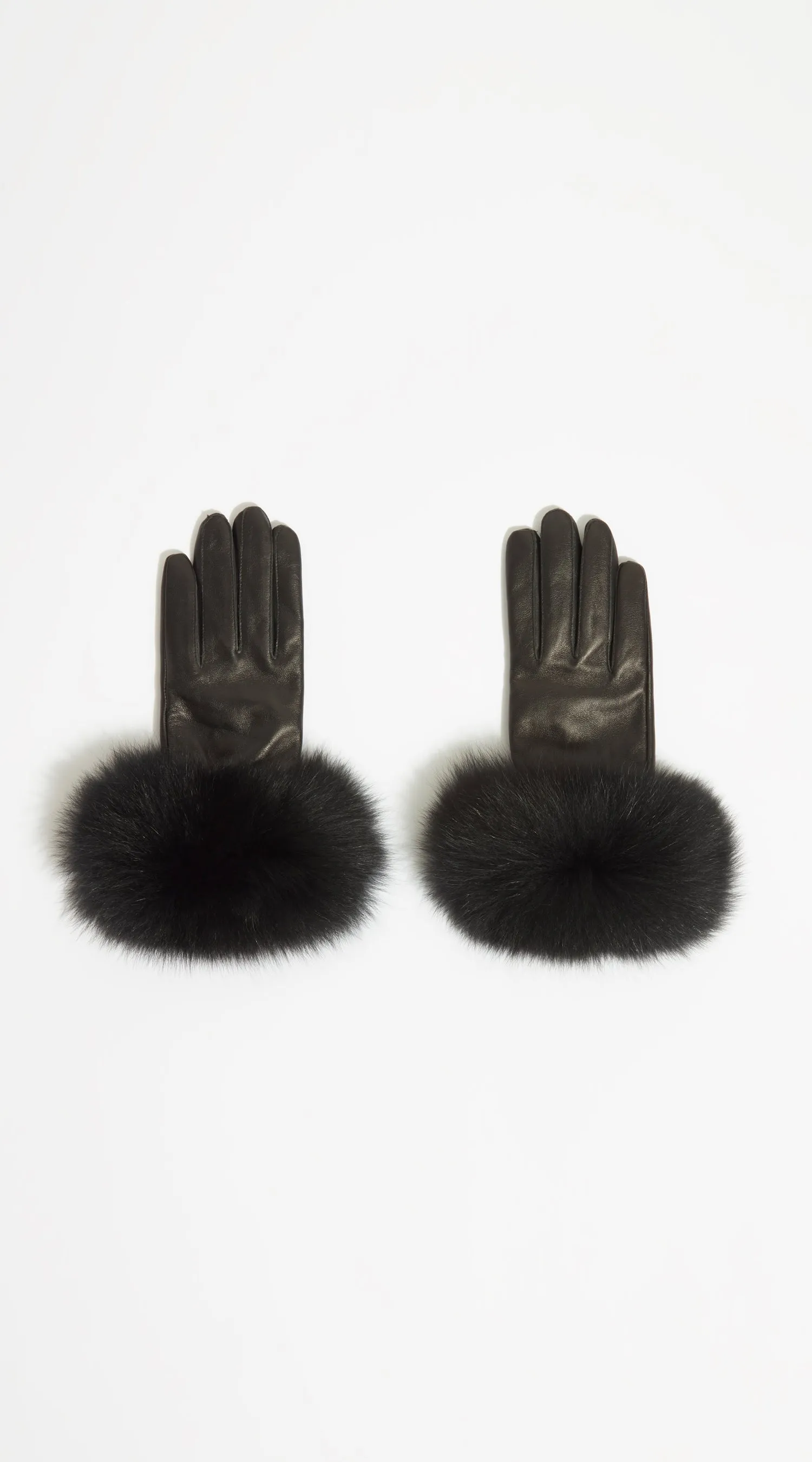 Luxy Leather & Fur Gloves - Black