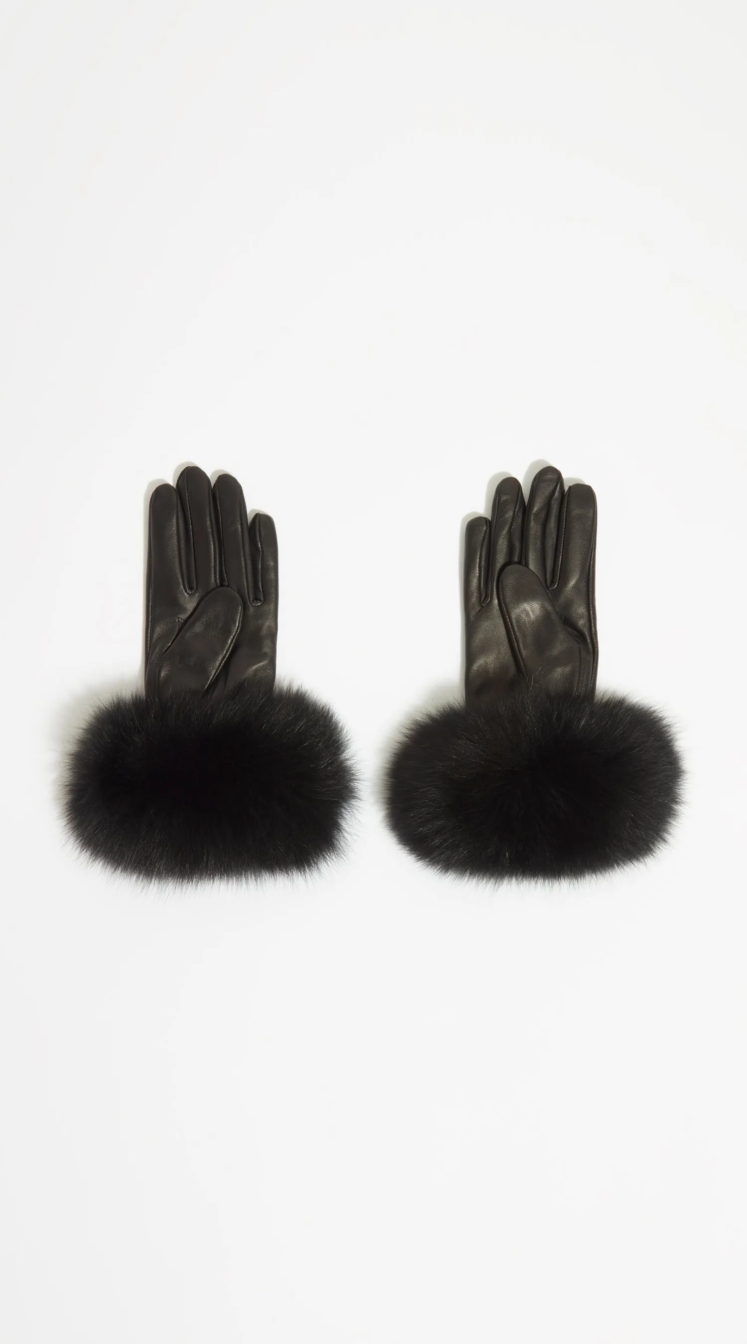 Luxy Leather & Fur Gloves - Black