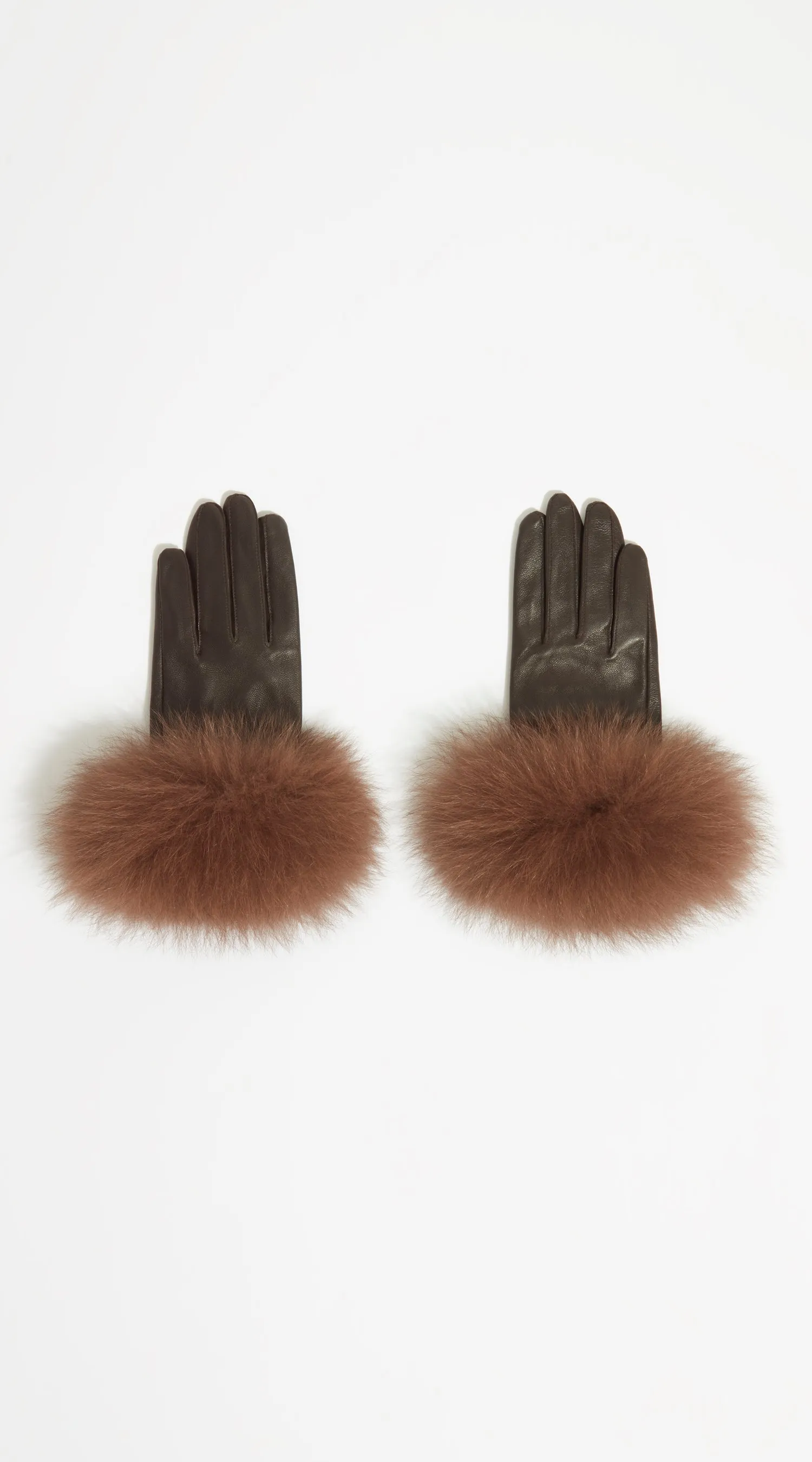 Luxy Leather & Fur Gloves - Brown