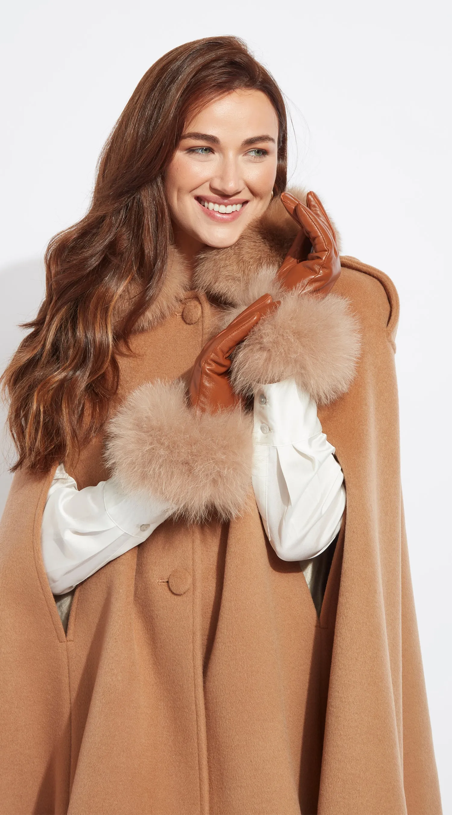 Luxy Leather & Fur Gloves - Tan