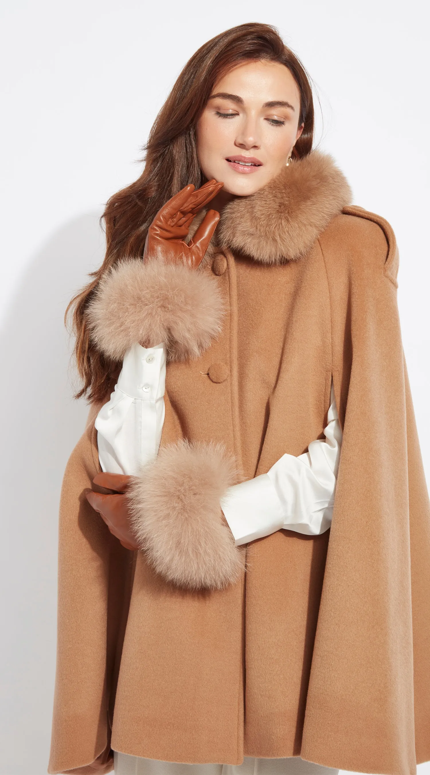 Luxy Leather & Fur Gloves - Tan