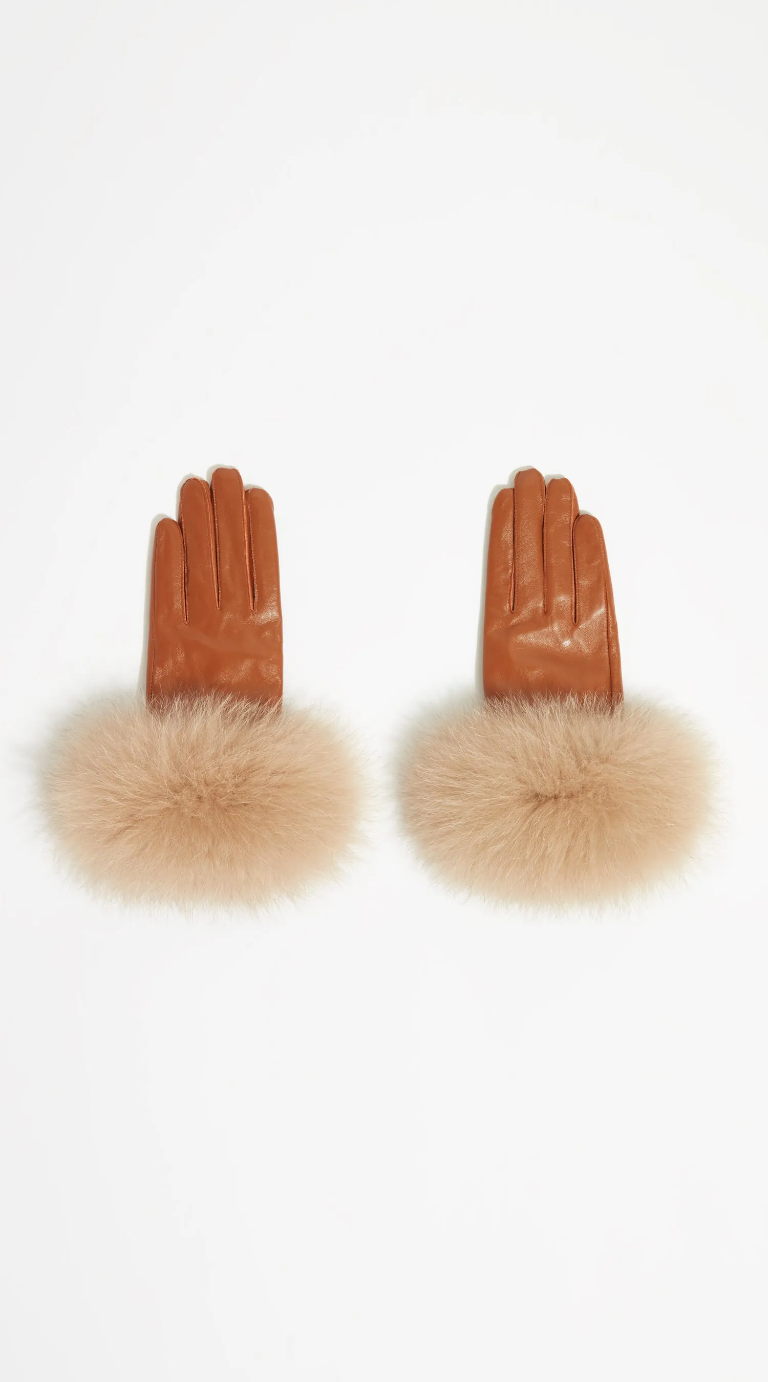 Luxy Leather & Fur Gloves - Tan