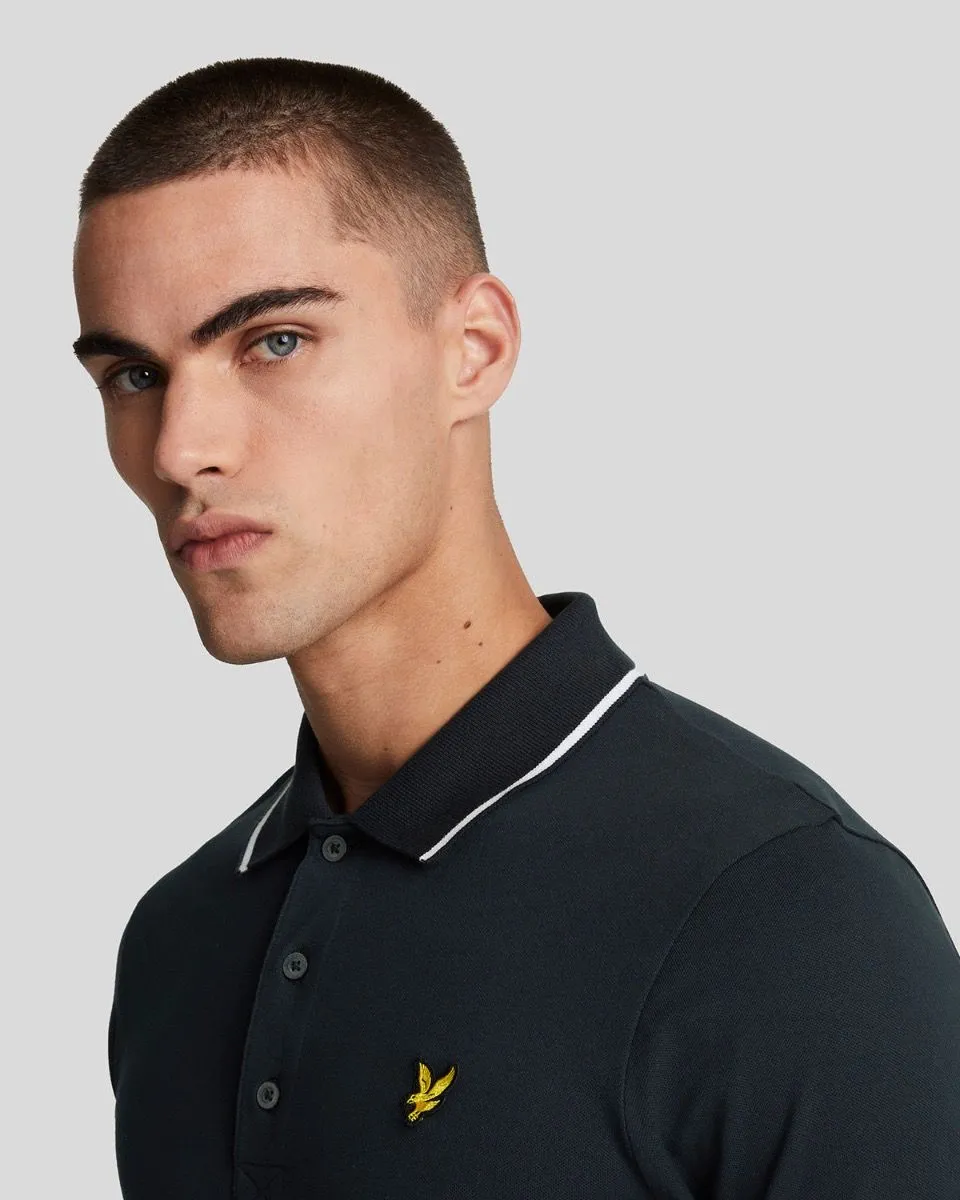 Lyle & Scott Tipped Short Sleeve Polo Shirt Dark Navy/W