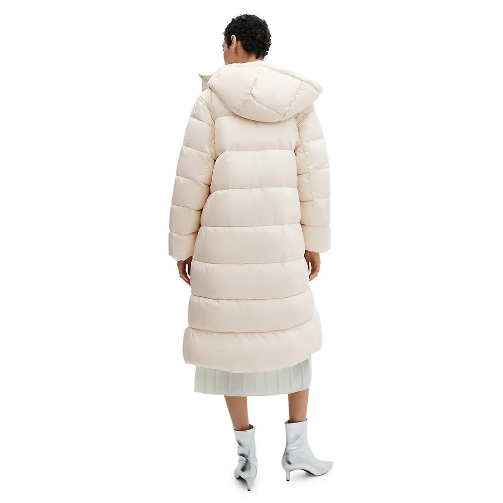 Mango Hooded Longline Puffer Coat