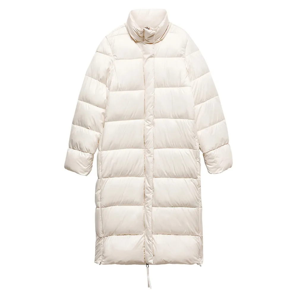 Mango Hooded Longline Puffer Coat