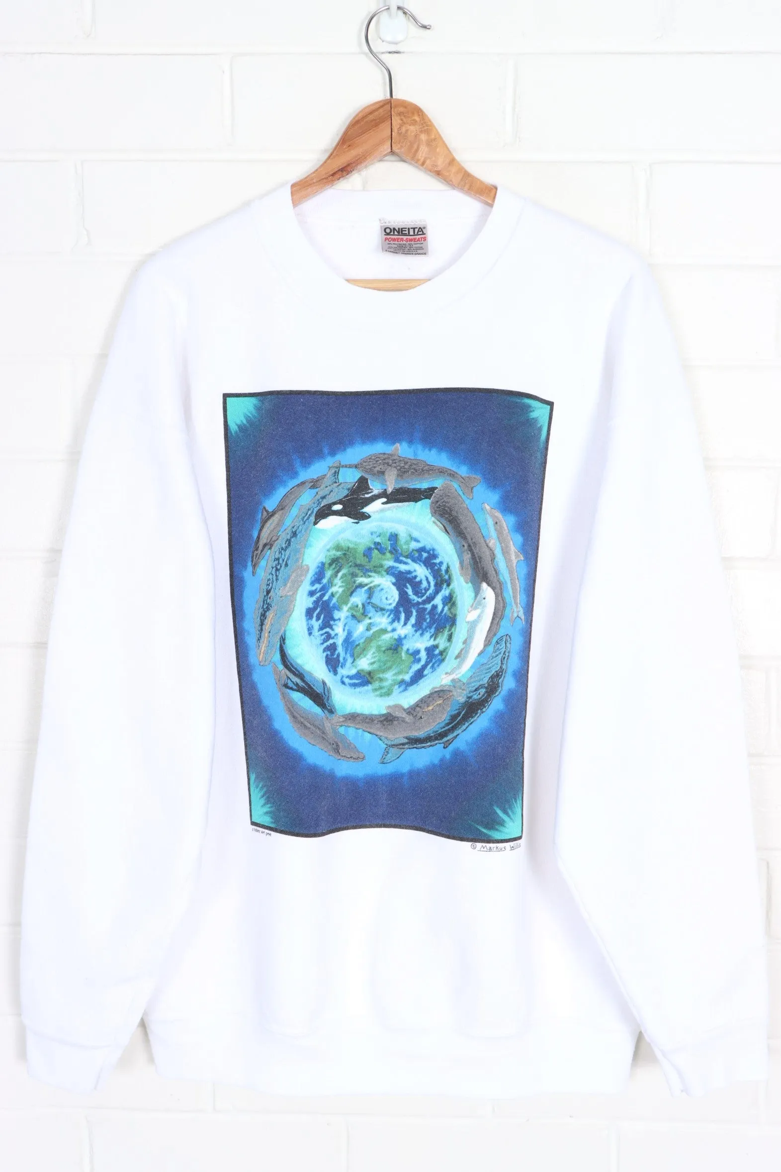 Markus Willis World Sea Creatures Cetacea Art Sweatshirt USA Made (XL)