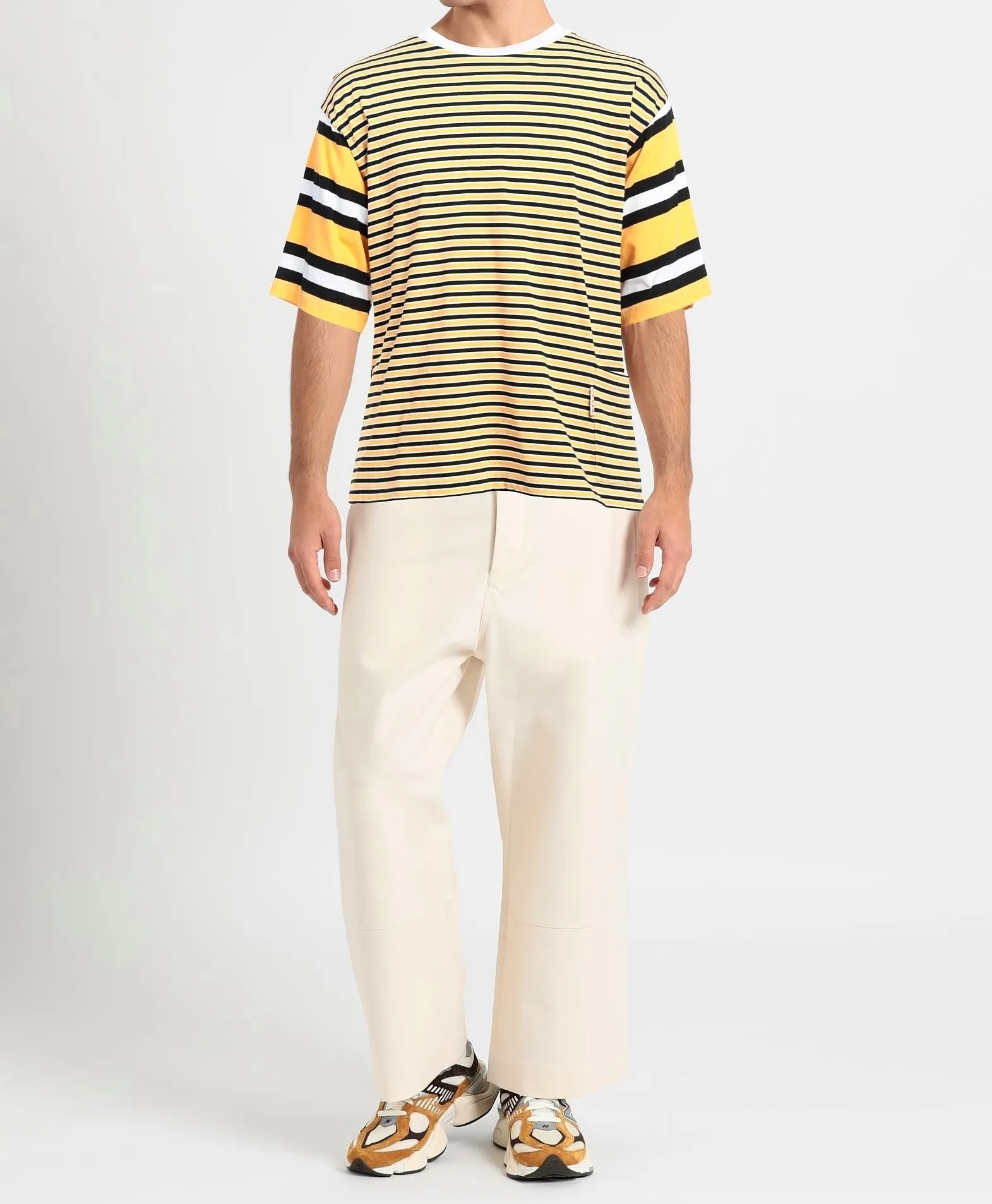 MARNI  |Crew Neck Stripes Cotton Short Sleeves Oversized Logo