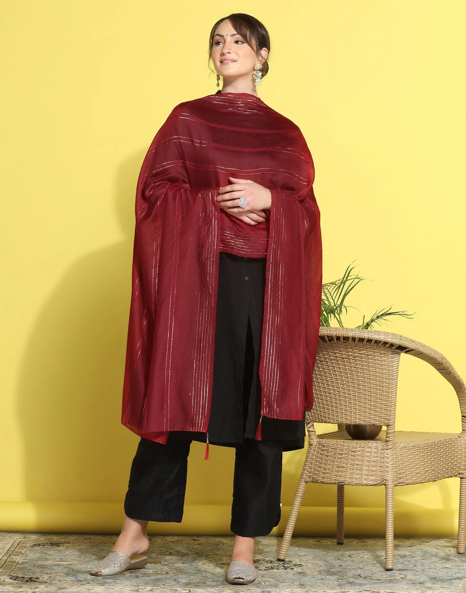 Maroon Cotton Dupatta