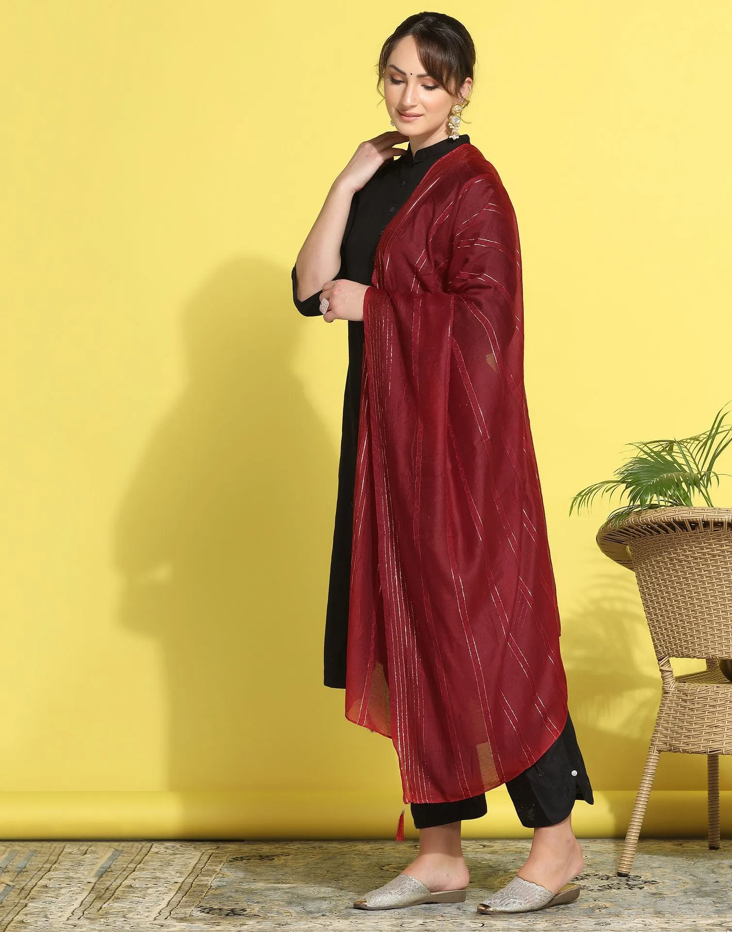 Maroon Cotton Dupatta