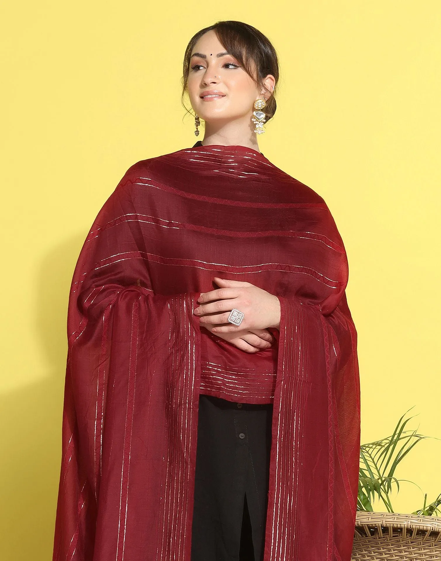 Maroon Cotton Dupatta