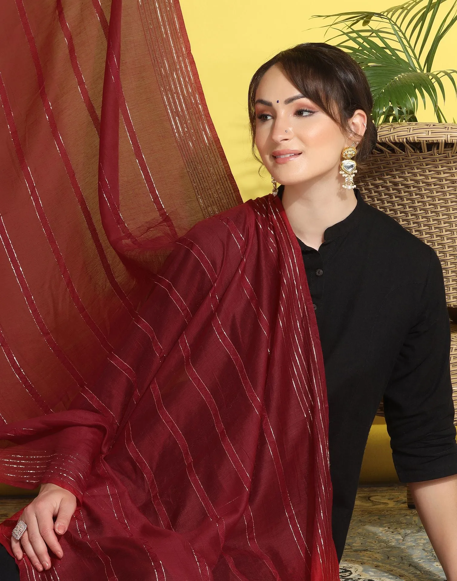 Maroon Cotton Dupatta