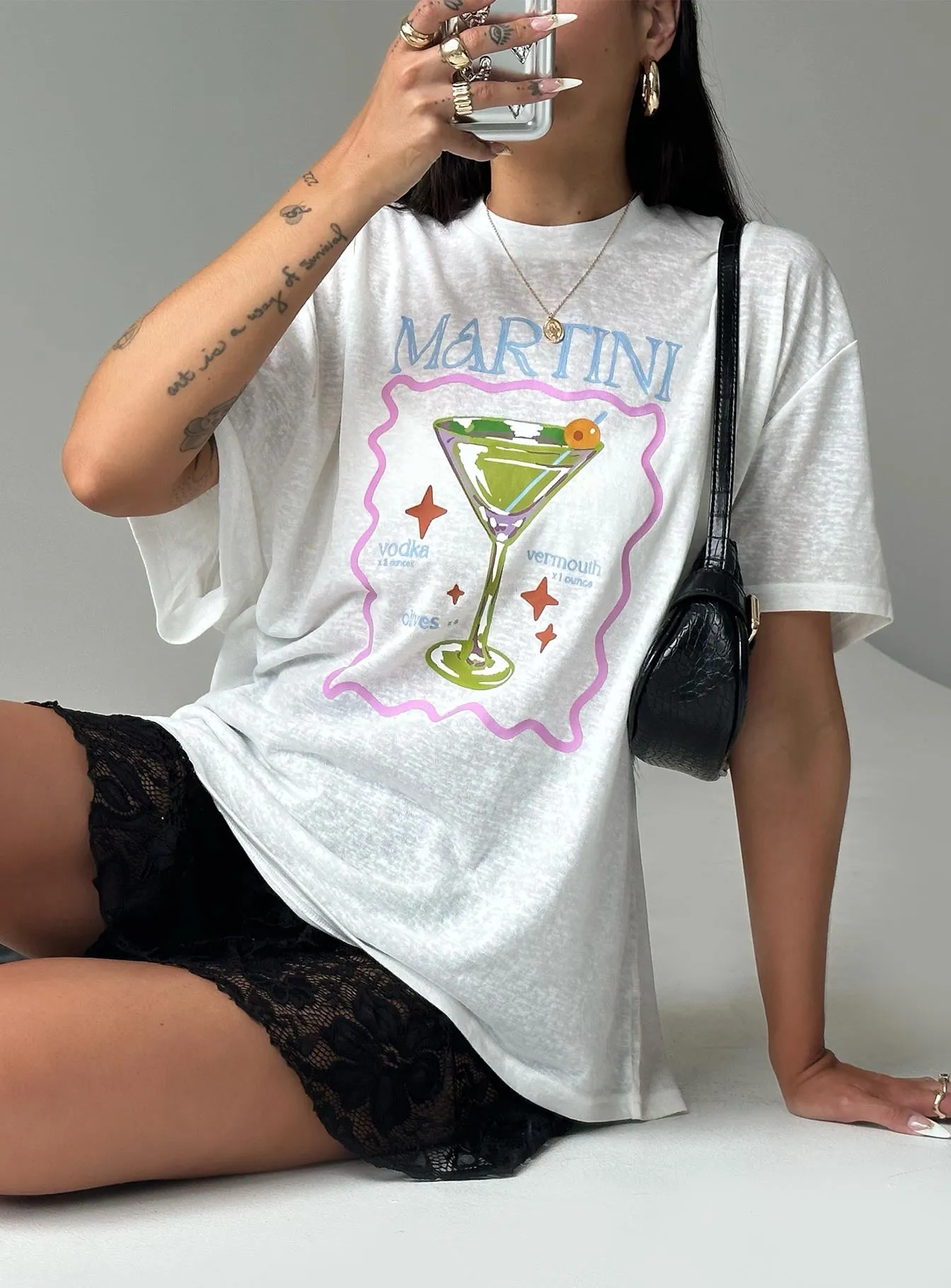 Martini Oversized Tee White