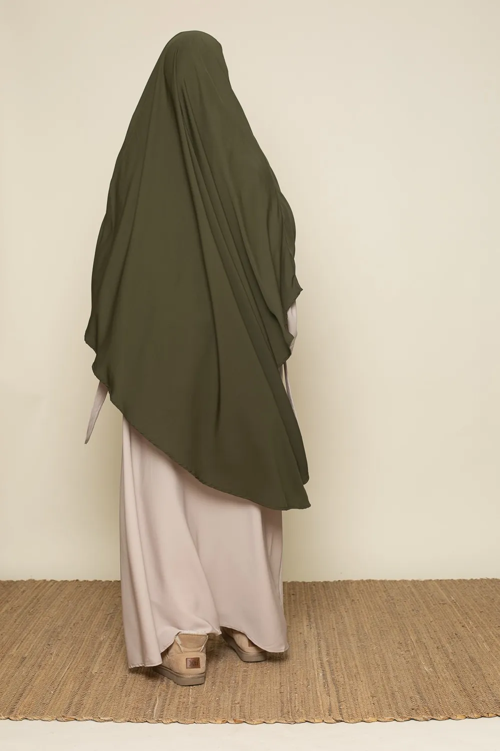 Maxi khimar Medina seda caqui oscuro