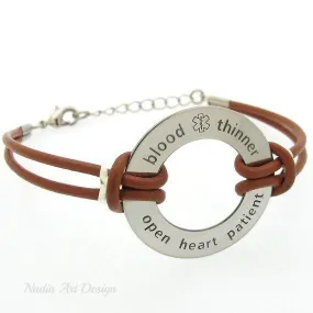 Medical Alert ID Leather Bracelet