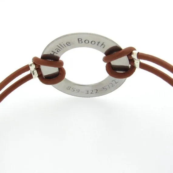 Medical Alert ID Leather Bracelet